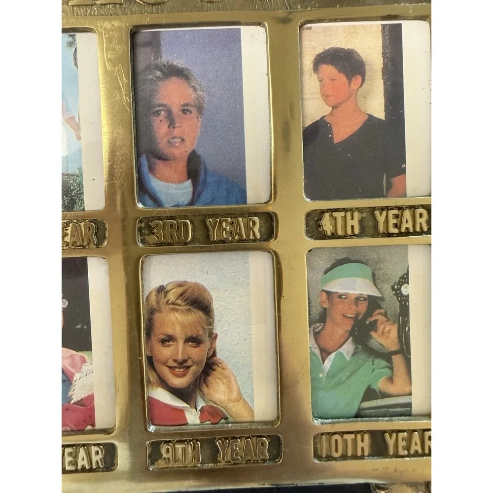 Solid Brass Vtg. School Bus School Days Picture Frame Grades 1-12